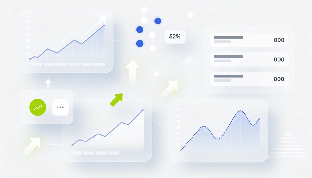 A digital dashboard displaying real time line charts and visual nodes forecasting trends.